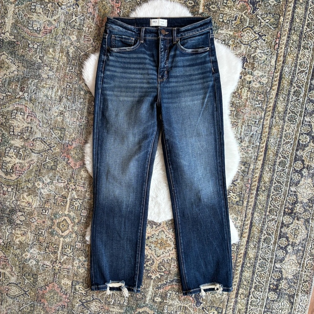 BKE Billie Jeans 29x28 High Rise Cropped Straight Dark Wash AXB825A